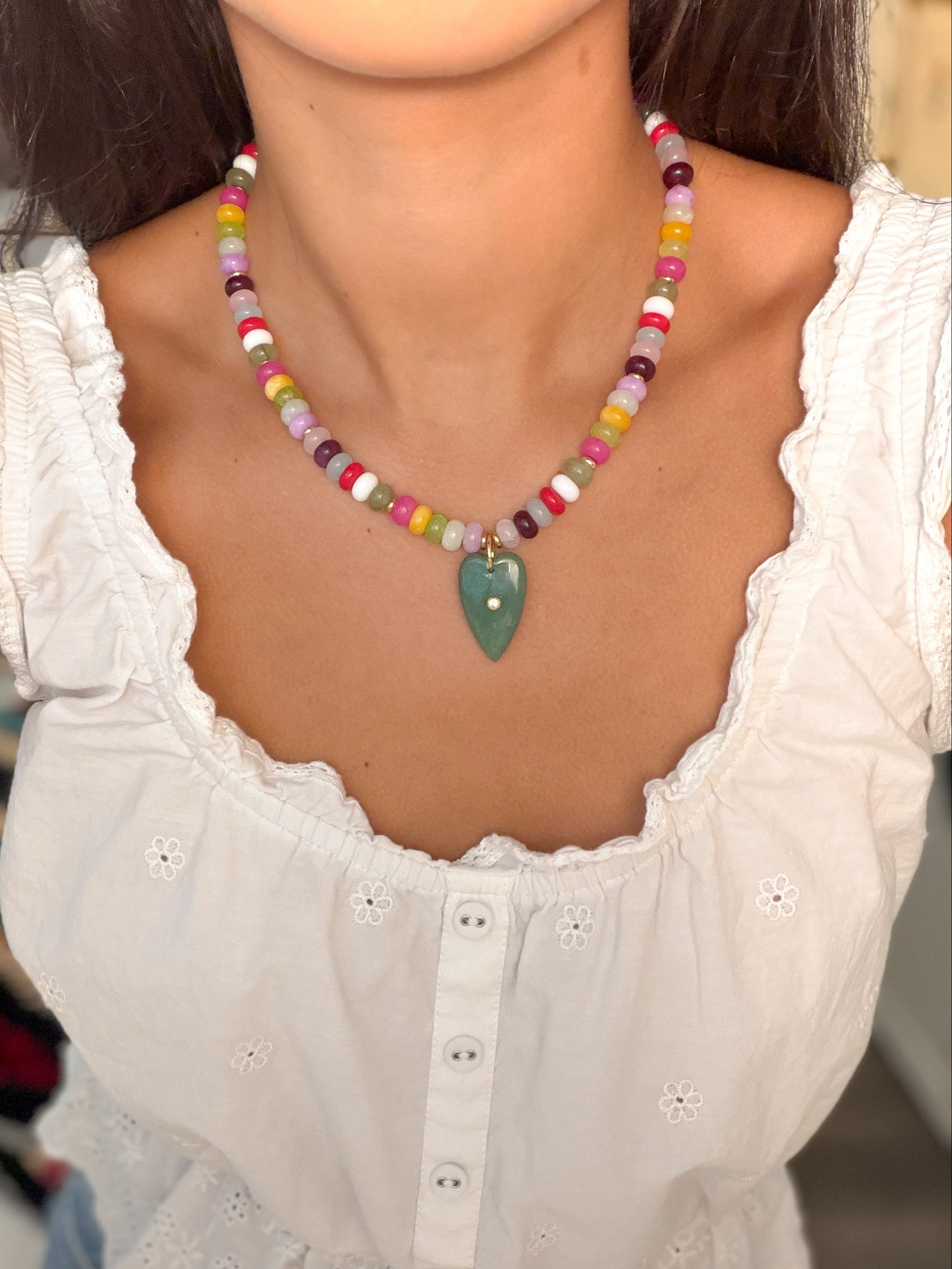 Candy Heart Necklace in Green