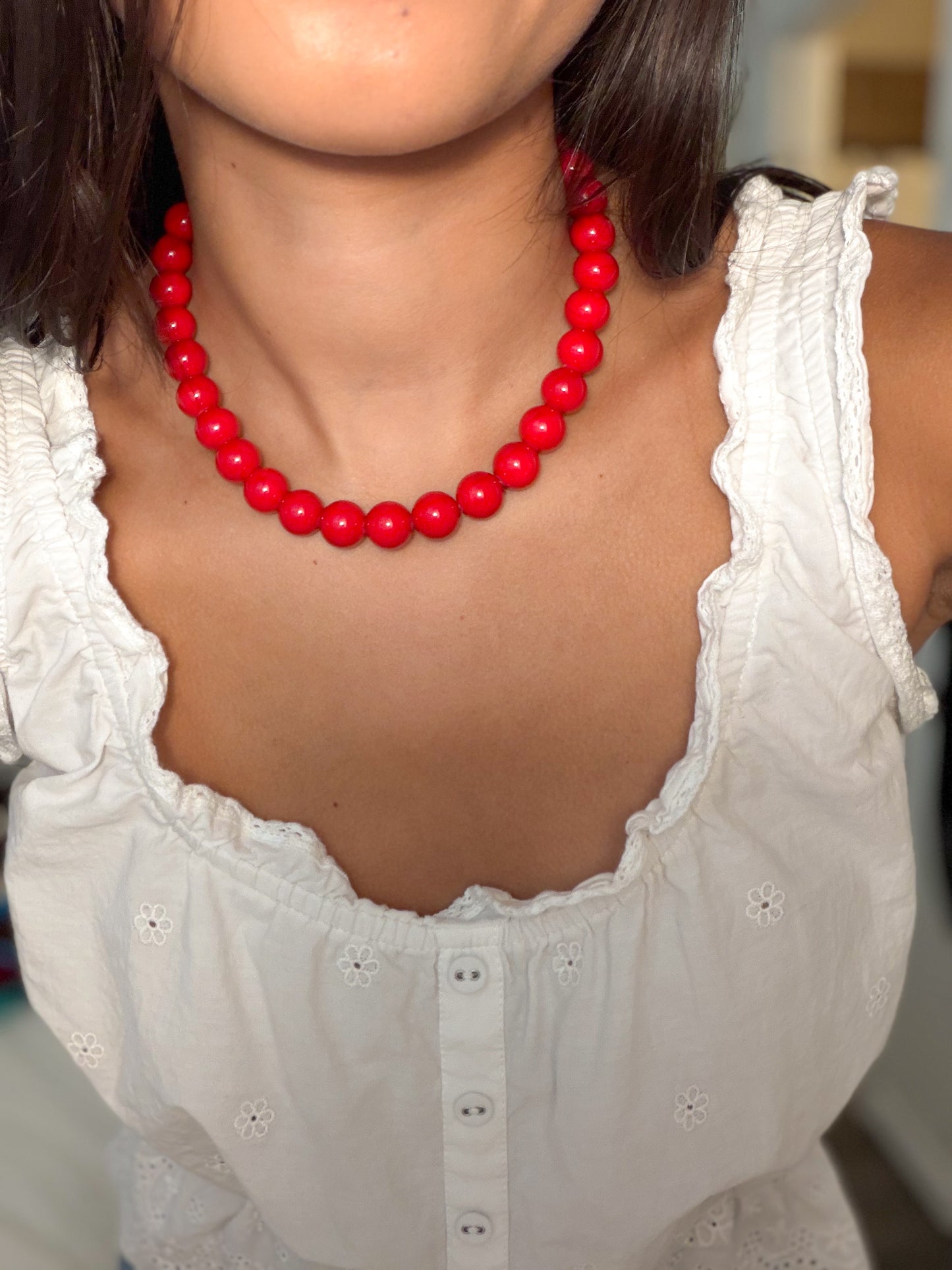 Lrg Bubble Necklace in Red