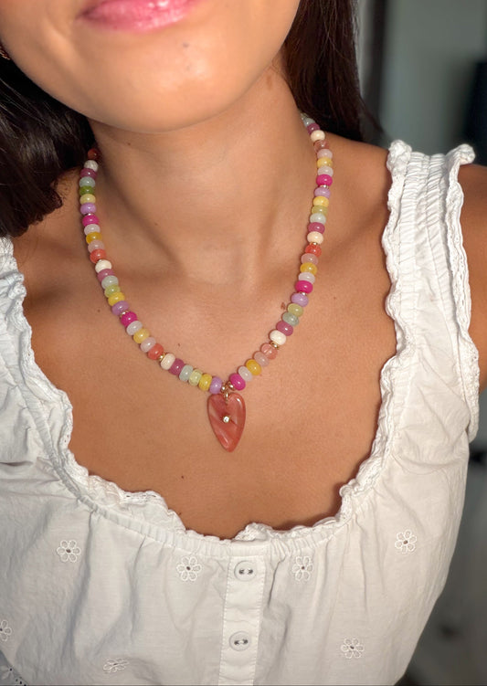 Candy Heart Necklace in Pink